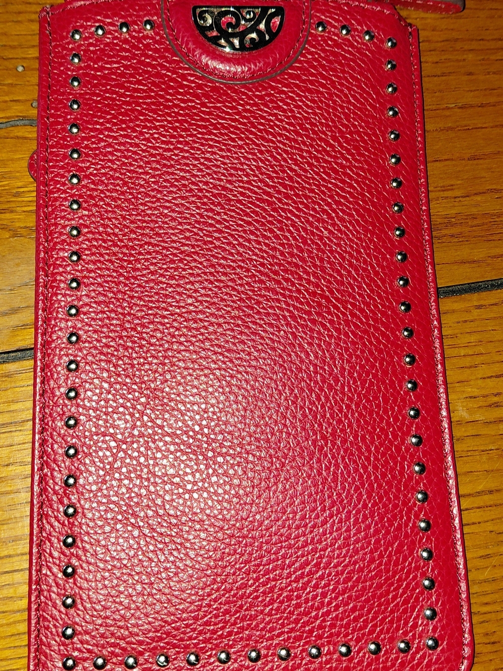 New Brighton Pretty Tough Red Studded Leather Sunglasses Sleeve Pouch